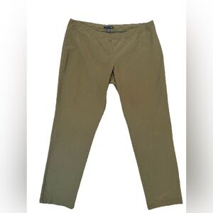 Eileen Fisher Slim Ankle Olive Green Washable Stretch Crepe Pants Size L Comfort